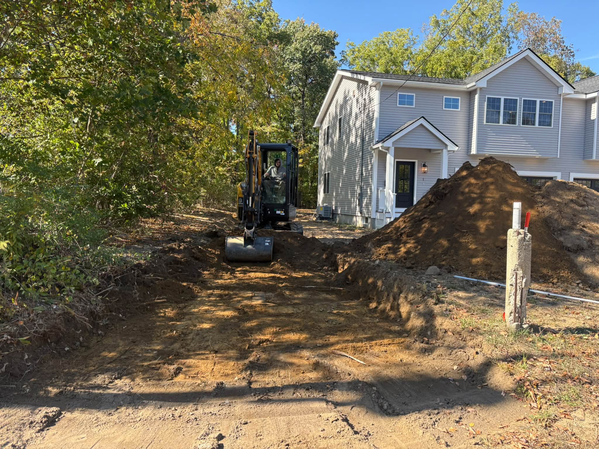 Backyard existing conditions before regrading — Auburn, MA
